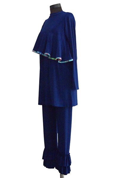 eflin Γυναικεία Ρούχα Μεγάλου Μεγέθους Σαξ Μπλε Βαλόν Πλήρως Καλυμμένο Μαγιό Τσόκερ