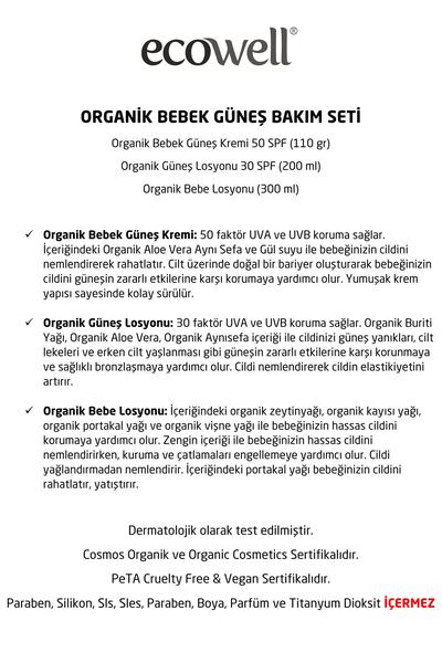 Ecowell Organik Bebek Güneş Bakım Seti (3 Ürün)