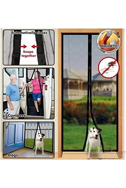 NEBİL HOME Black Magnetic Door Fly Screen 95X205 cm Has Pushpins and Double Tape