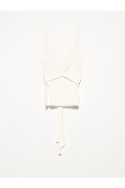 Dilvin Ecru Strappy Undershirt with Lace Waist-1055