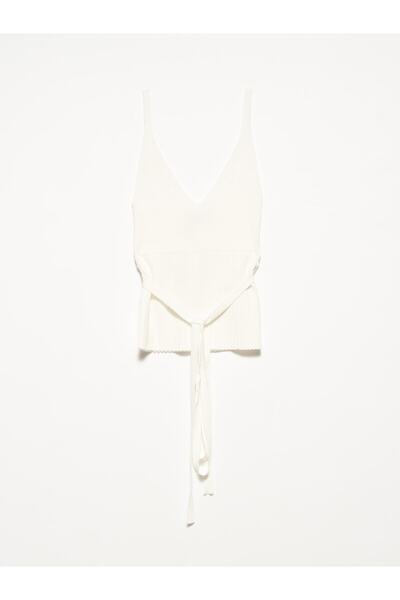 Dilvin Ecru Strappy Undershirt with Lace Waist-1055