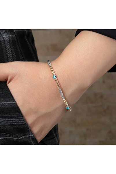 BİLEZİKHANE Kadın Dorika Toplu Nazar Boncuklu Altın Bileklik