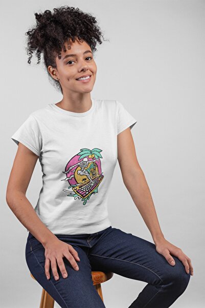 ErTaPassage White Skeleton cu imprimeu Femeie tricou - T9186020