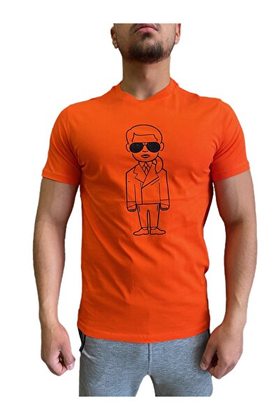 Karl Lagerfeld Unisex Turuncu Karitoon T-shirt