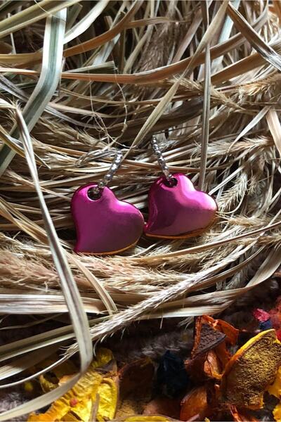 Leerybee نيون فوشيا أصفر مختلط اللون أقراط القلب مضاد الأرجية