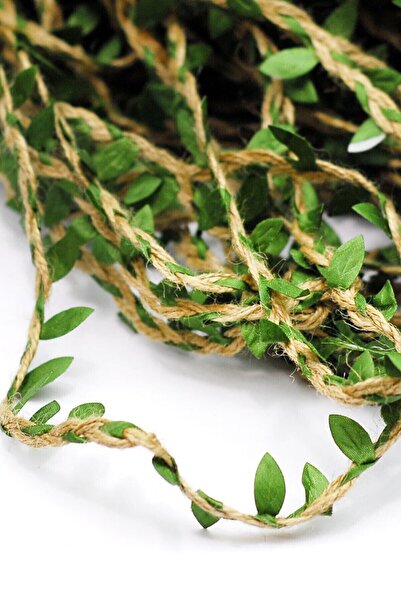 Sermet Süs Dünyası 10 Metre İpli Şerit Yeşil Yapraklı Hasır