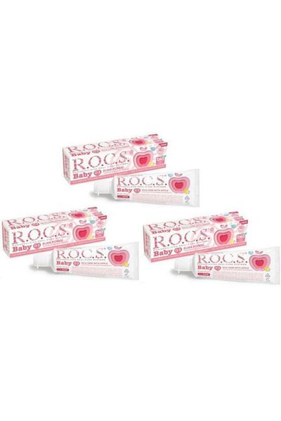 R.O.C.S. معجون أسنان هريس التفاح للأطفال 0-3 سنوات 3 قطع