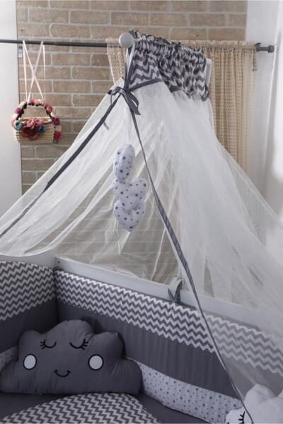 Mini Baby Figürlü Gri Cibinlik Ve Aparat Seti