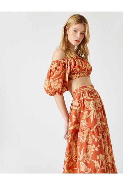 Koton Bluză de damă roșie cu modele fără umeri