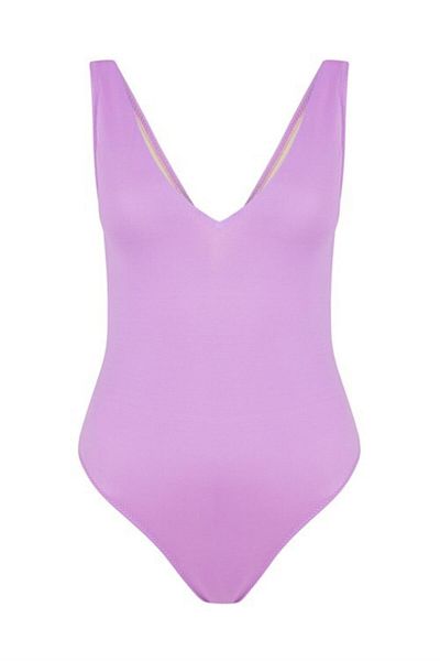 AQUELLA Women's Lilac Classic V-Neck Swimsuit