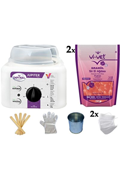 Vi-vet Depi Roll Ağda Makinesi+2 Adet Granül Pudralı 250gr Yedek+cezve