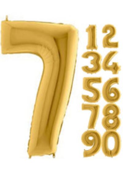 parti sürprizi بالونة فويل مقاس 80 سم رقم 7 لون ذهبي