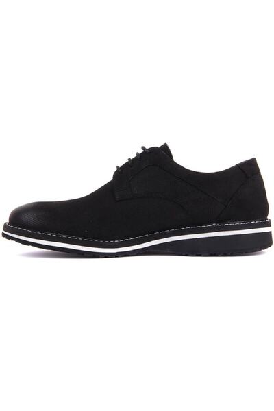 Fosco 8071 Lace-Up Genuine Leather Men's Casual Shoes 983 Black Nubuck