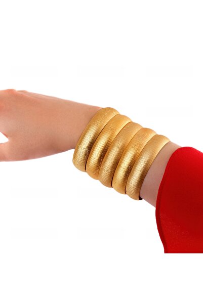 Yıldız Gold İmitasyon 22 Ayar Altın Kaplama Düz Model 1.5 Cm Simli Bilezik