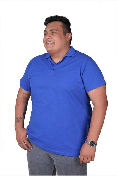 Ekis Konfeksiyon Tricou albastru din bumbac fără buzunar cu gât polo