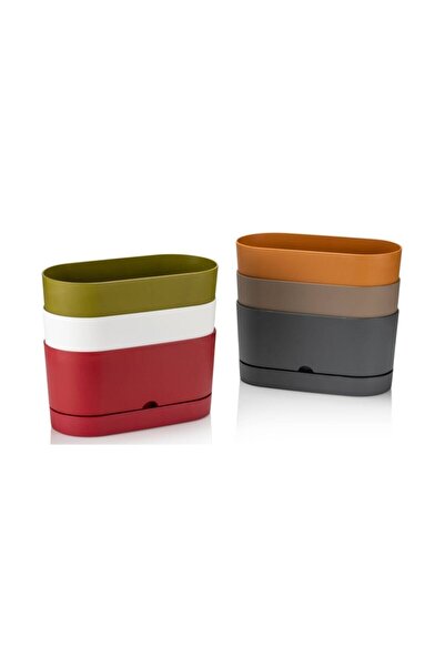 Genel Markalar Begonya Tabaklı Balkon Saksısı 30 Cm 5.5 Lt Antrasit Renk Fma0...