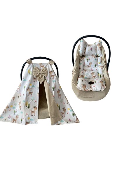 Jaju Baby طقم ملاءة وسادة لعربة الأطفال بتصميم غزال لطيف مكون من 3 قطع