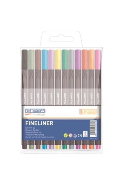 Gıpta قلم Fineliner 0,4 مم - نفطة PVC - مثلث - 12 لونًا