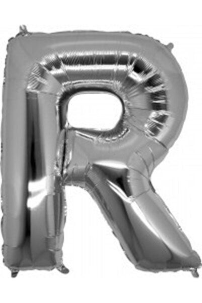 parti sürprizi بالون فويل حرف R لون فضي 100 سم