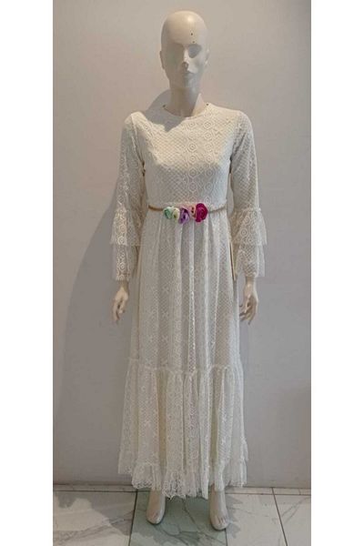 Famelin Women's Laced Dress with Frilled Hem