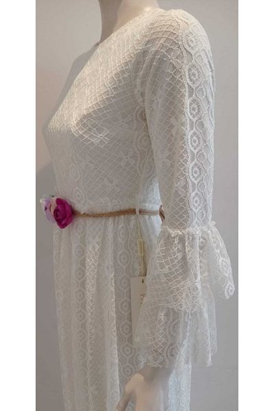 Famelin Women's Laced Dress with Frilled Hem