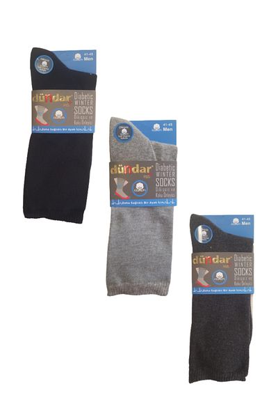 Dündar Men's 3 Pairs Cotton Winter Diabetic Sugar Socks