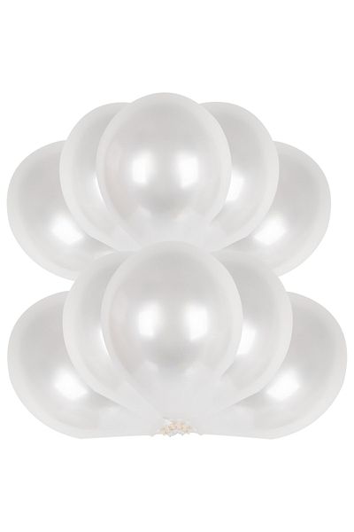 Kına Atölyesi Metallic Shiny Balloon 10 Pieces White