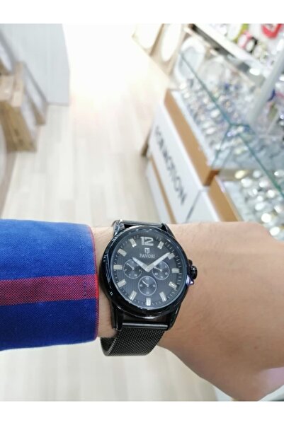 Favori Siyah Hasır Erkek Fonksiyonlu Spor Kol Saati