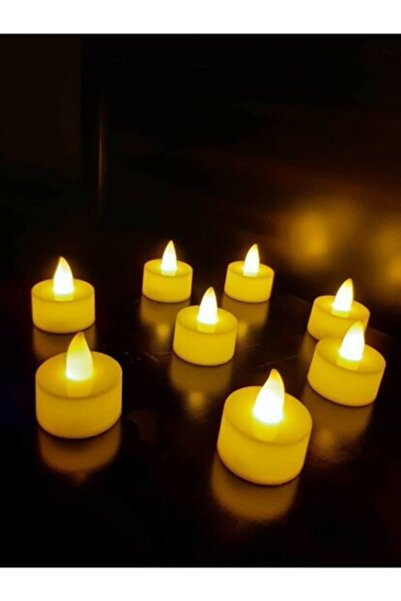Happyland Ledli Mum Tealight Işıklı Dumansız Titreyen Alevli Sarı Led Mum Pil...