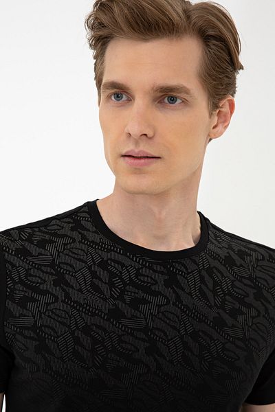 Pierre Cardin Black Slim Fit Crew Neck T-Shirt