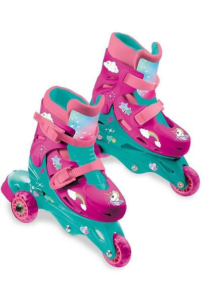 Mondo Sports Beige Children's Pink Unicorn Patterned Inline 3 Wheeled Skates 3 Children's Skates Single / Pair
