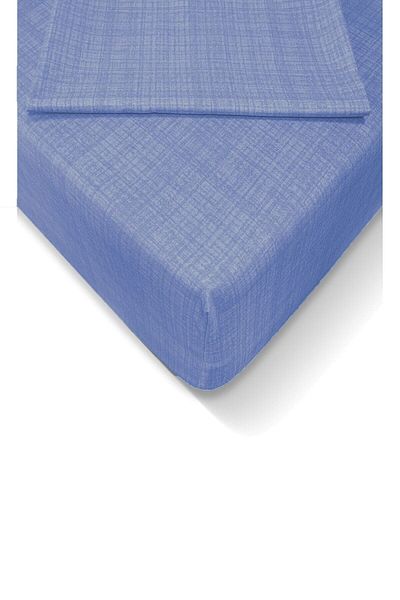 ŞenKahve Ci 180x200 Battal Double Pillowed Blue Elastic Sheet