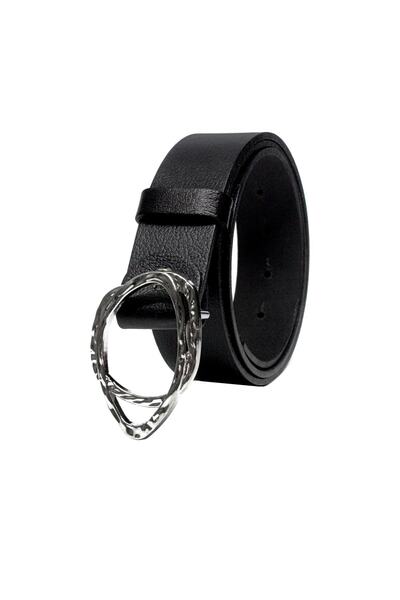 Livize Curea de damă din piele kaki cu cataramă inel argintiu 4cm