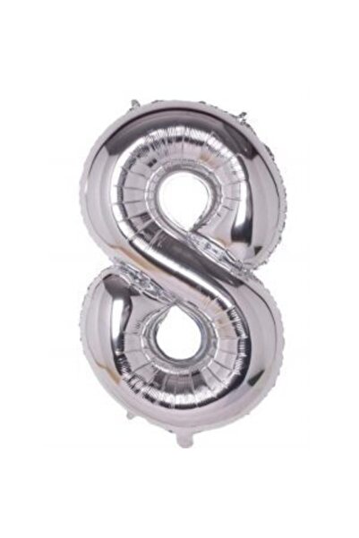parti sürprizi بالون فويل عدد 8 لون فضي 100 سم