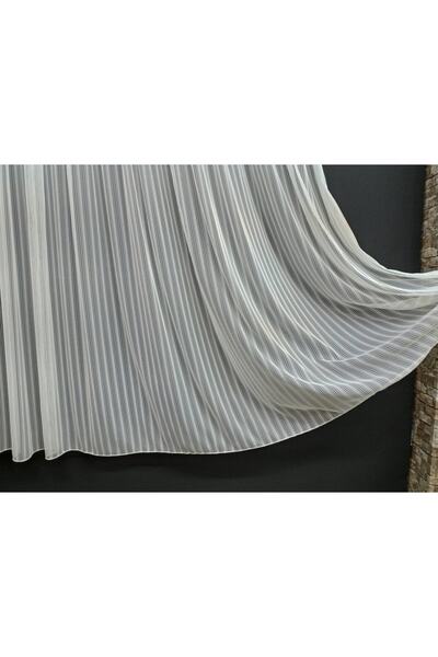 DNZEVGEREÇLERİ Çizgilimakarna Modern Tül Perde 1/2 Seyrek Pile