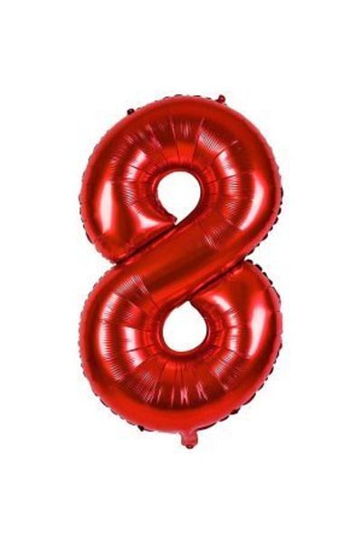 parti sürprizi Red 8 Number Foil Balloon 100 Cm
