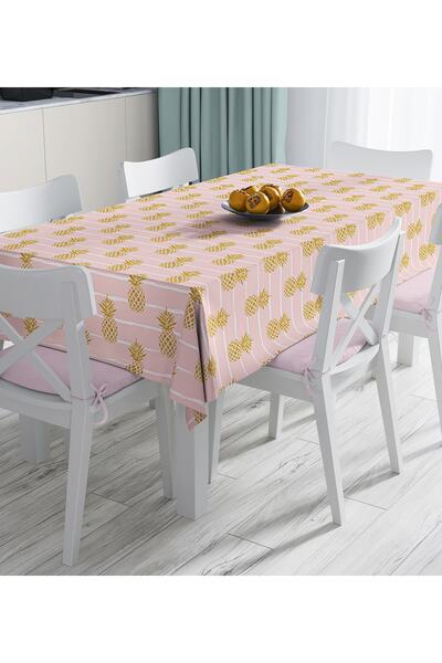 Realhomes Digitalno štampani stolnjak sa zlatnim uzorkom ananasa na pastelnoj...