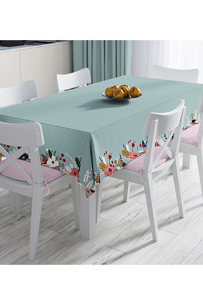 Realhomes Față de masă imprimată digital cu model floral colorat cu fundal colorat