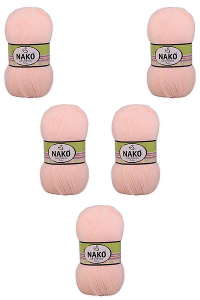 NAKO Luxury Minnoş Hand Knitting Yarn 99054 Open Yavruağzı Set of 5 (with Thread and Button Gift)
