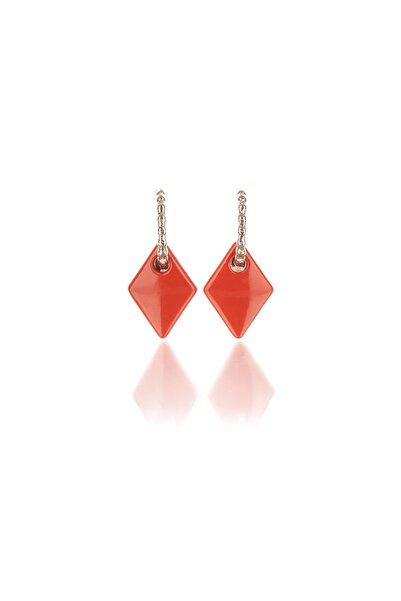 Leerybee أقراط بلاط مضادة للحساسية باللون الأحمر اللامع