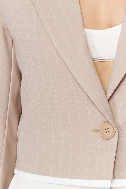 Trendyol Collection Πέτρινο υφαντό σακάκι σακάκι TWOSS24BC00011