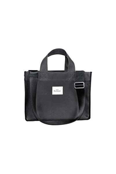 Atelier Bomonti Hishi Rj Tote Bag Anthracite Waxed Canvas Bag Black Shoulder Strap