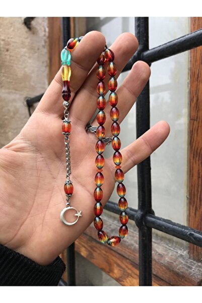 Sultan Telkari Sürmeli Üç Renk Beyzi Kesim Toz Kehribar Tesbih