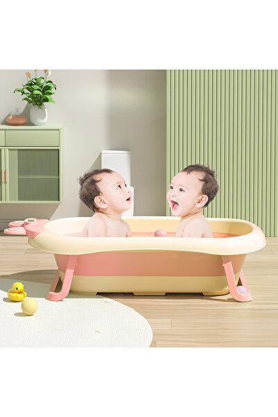 DEKOHOP Katlanabilir Termometreli Bebek Küveti Ve Filesi Yazlık Bebek Havuzu