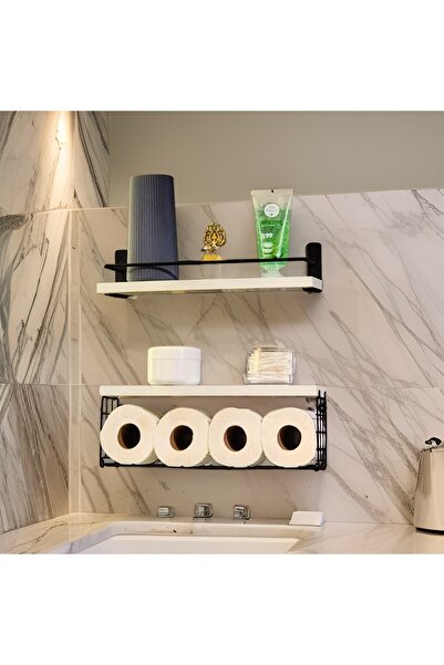 Omekan Duvar Rafı Metal Banyo Mutfak Rafı Beyaz