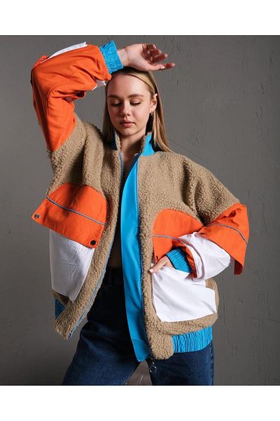 S&A Collectionn Jachetă de pluș oversize, unisex, cu buzunar mare