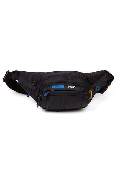 NEWISH POLO ACCESSORIES Μαύρη τσάντα ώμου και μέσης χιαστί με αδιάβροχη έξοδο ακουστικών