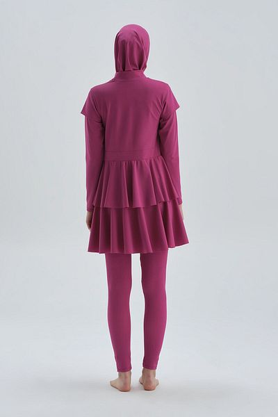 Dagi Fuchsiafarbener, langärmliger Badeanzug mit Strumpfhosen und Kleid