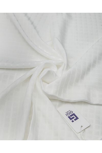 Scarf Şal din şifon mini pătrat jacquard - alb catifelat -