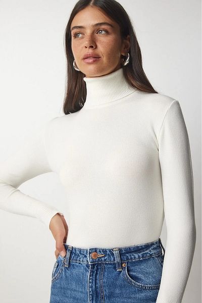 SARİTA MODA Pulover de damă cu gât tricotat Lycra
